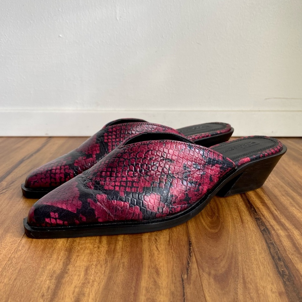 Western Leather Snakeskin Mules